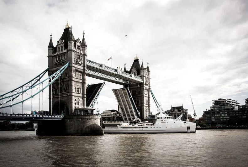 a large bridge over a body of water aboard GAME CHANGER Yacht for Sale