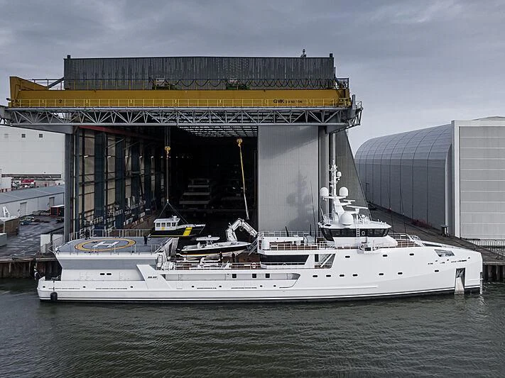 a large boat in the water aboard GAME CHANGER Yacht for Sale