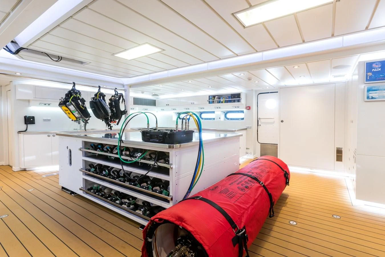 a room with equipment and equipment aboard GAME CHANGER Yacht for Sale