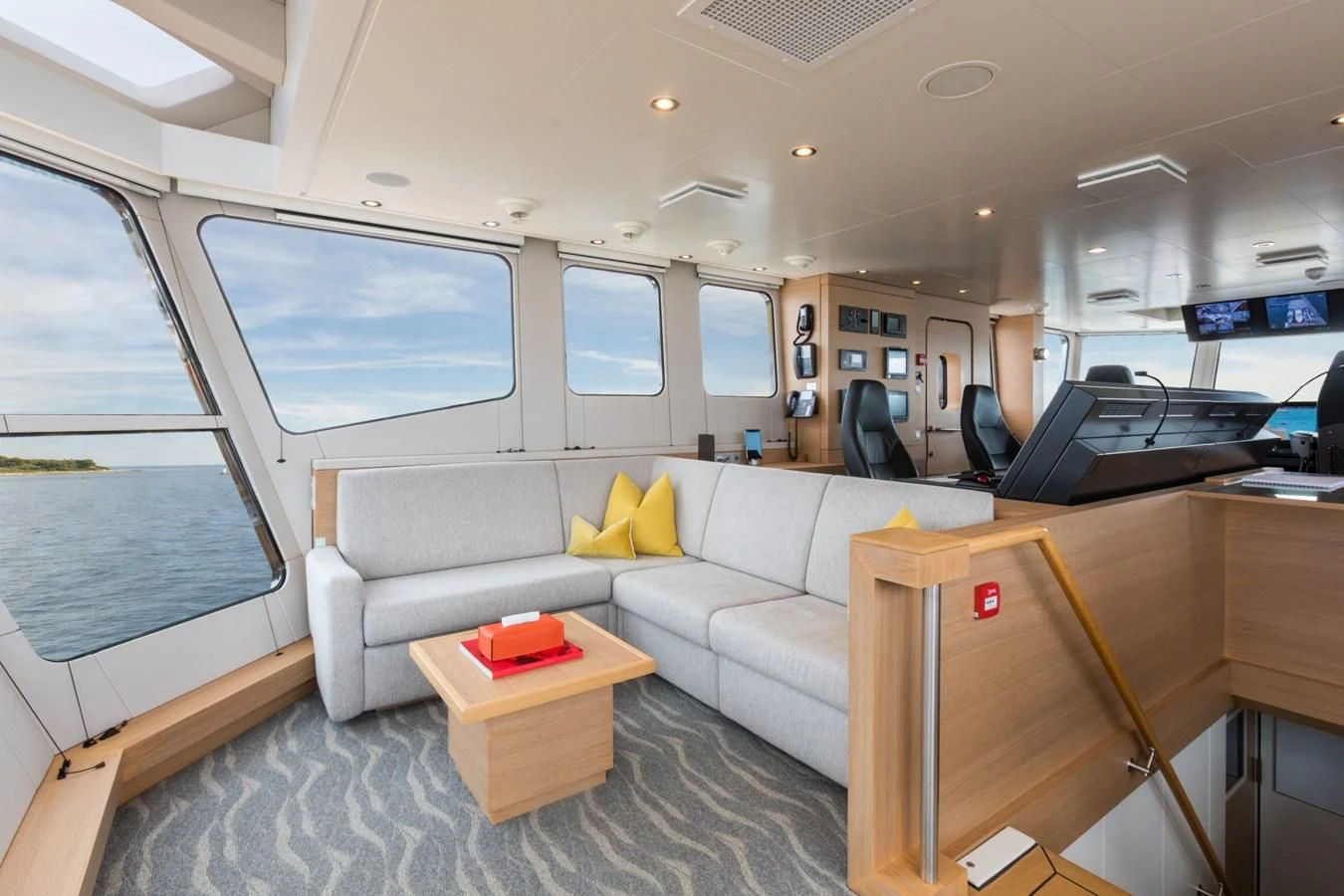 inside of a vehicle aboard GAME CHANGER Yacht for Sale