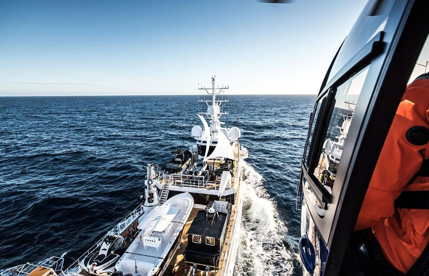 a ship on the water aboard GAME CHANGER Yacht for Sale