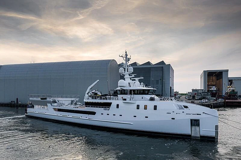 a large white ship aboard GAME CHANGER Yacht for Sale