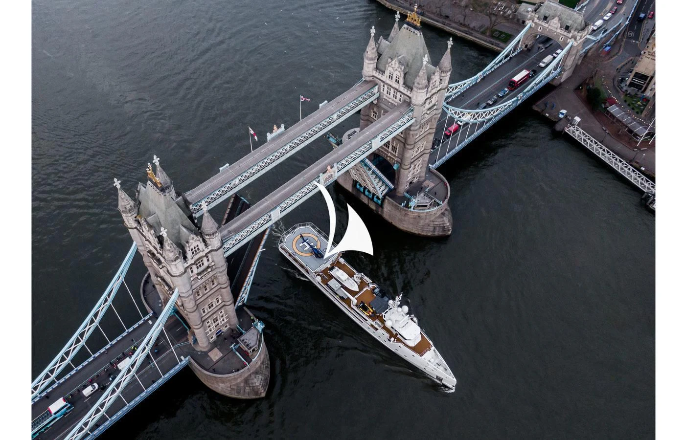 a large ship in the water aboard GAME CHANGER Yacht for Sale