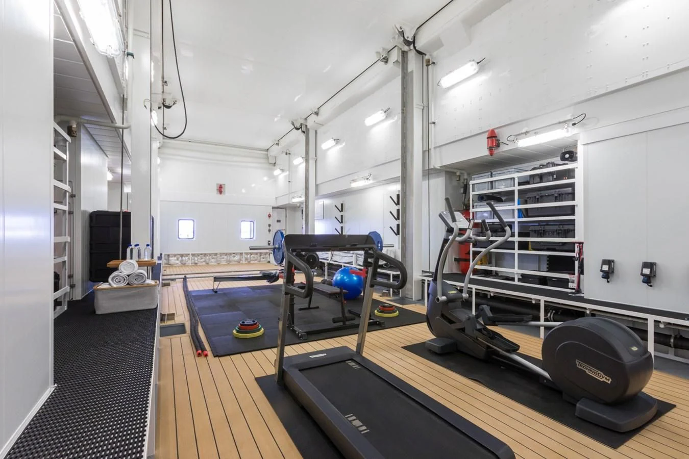 a room with equipment and equipment aboard GAME CHANGER Yacht for Sale