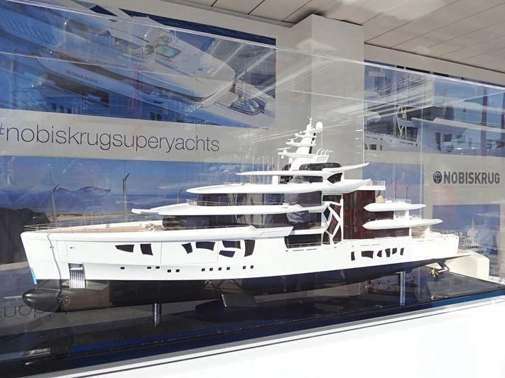 a white yacht in a building aboard ARTEFACT Yacht for Sale
