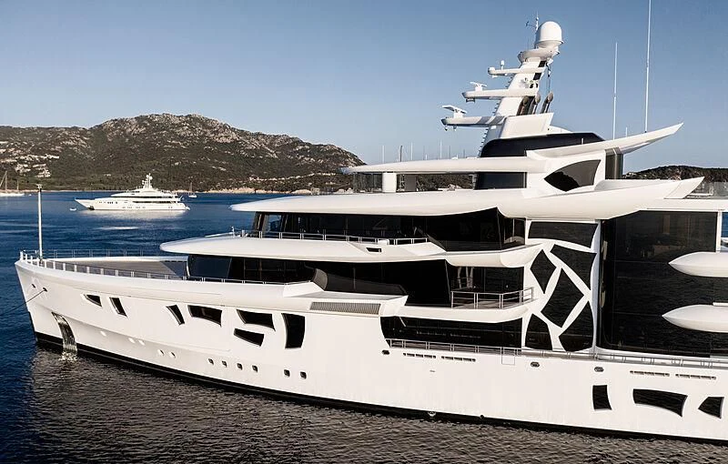 a large white yacht aboard ARTEFACT Yacht for Sale