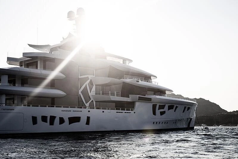 a large white boat in the water aboard ARTEFACT Yacht for Sale