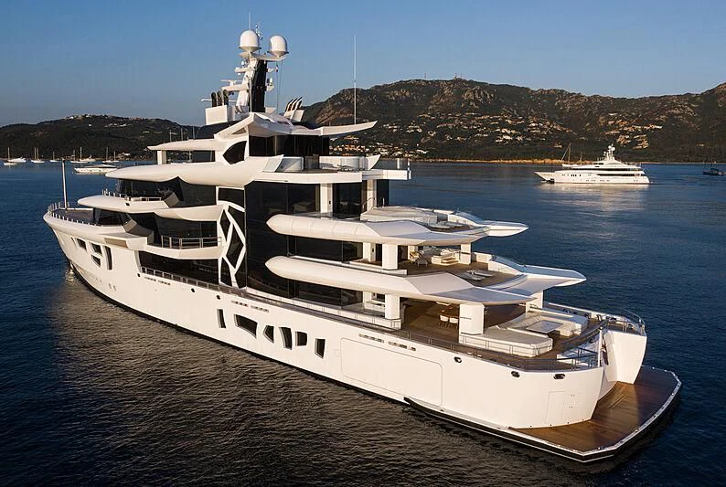 a large white yacht aboard ARTEFACT Yacht for Sale