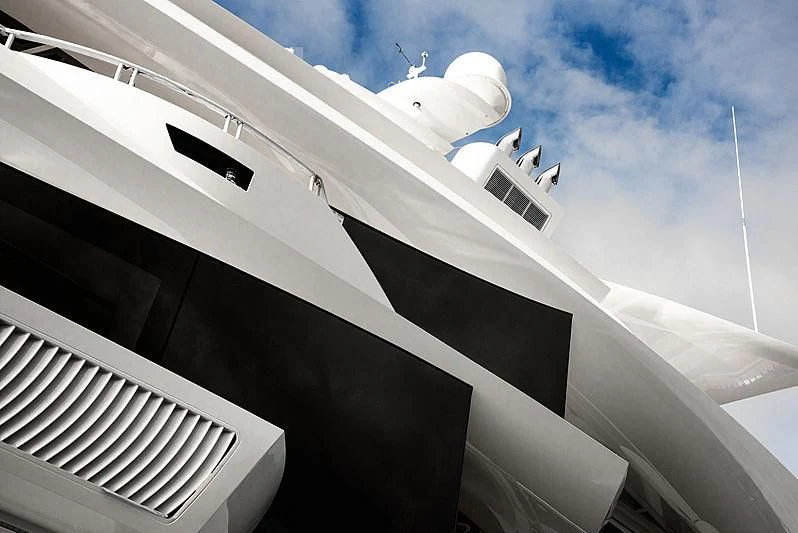 a close-up of a white ship aboard ARTEFACT Yacht for Sale