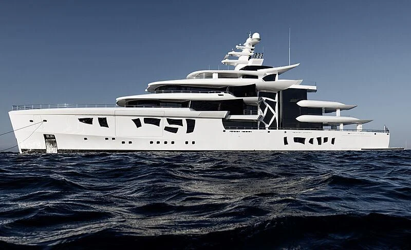 a white yacht in the water aboard ARTEFACT Yacht for Sale