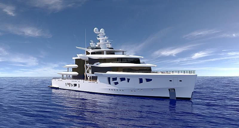 a white yacht in the water aboard ARTEFACT Yacht for Sale