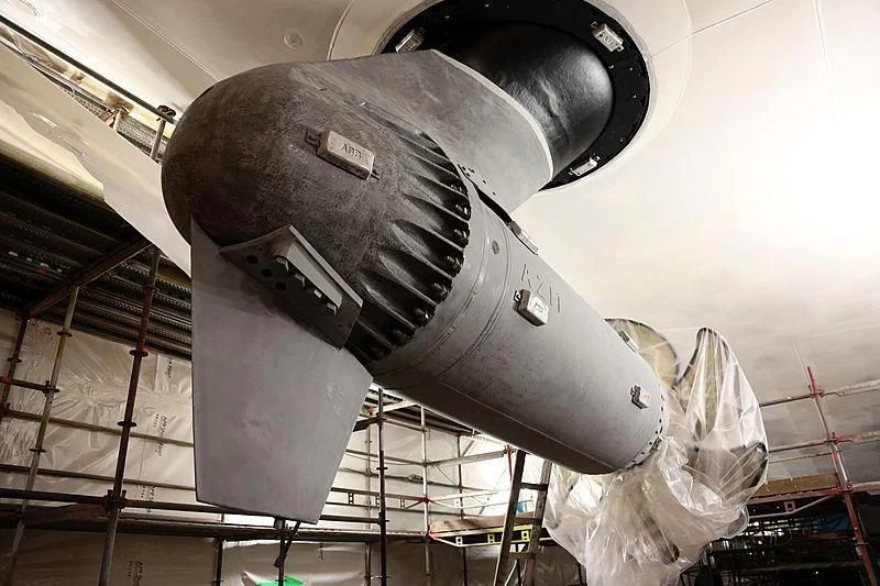a space shuttle in a hangar aboard ARTEFACT Yacht for Sale