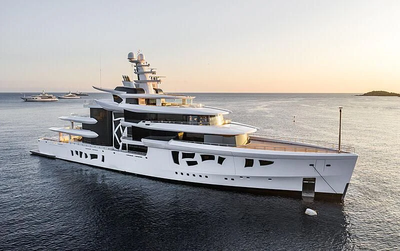 a large white ship aboard ARTEFACT Yacht for Sale