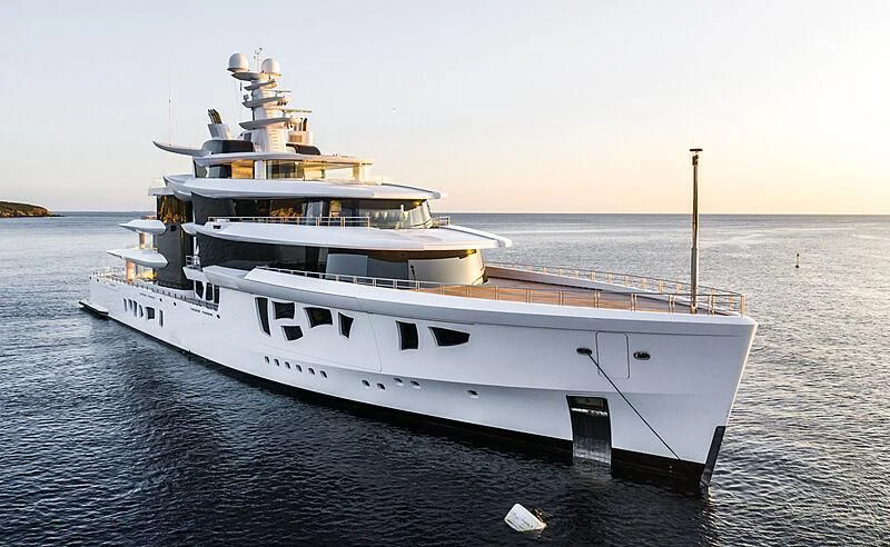 a large ship in the water aboard ARTEFACT Yacht for Sale