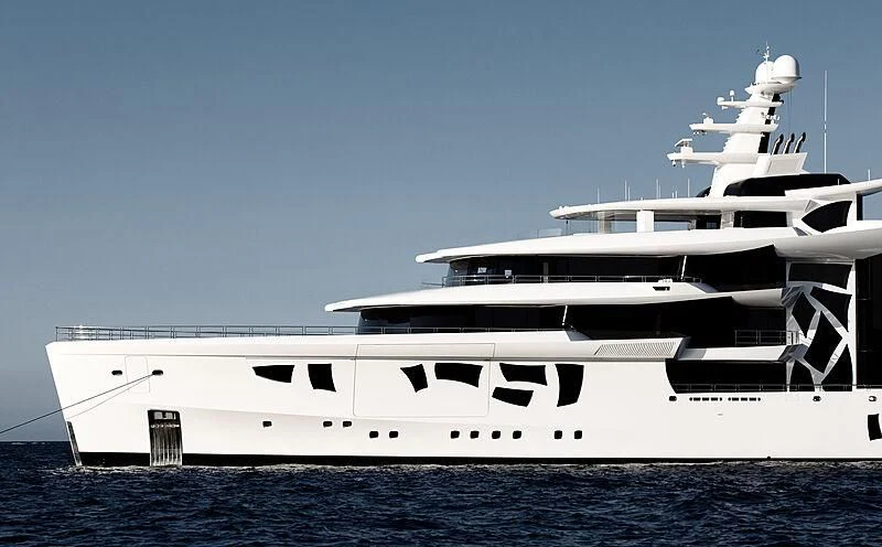 a white yacht in the water aboard ARTEFACT Yacht for Sale