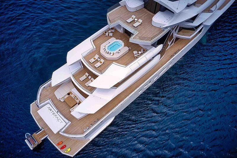 a model of a ship aboard ARTEFACT Yacht for Sale