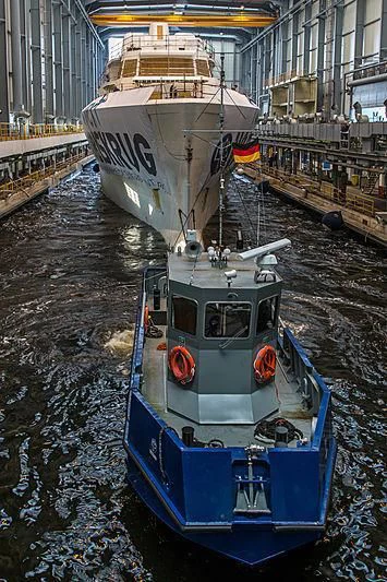 a boat on a river aboard ARTEFACT Yacht for Sale