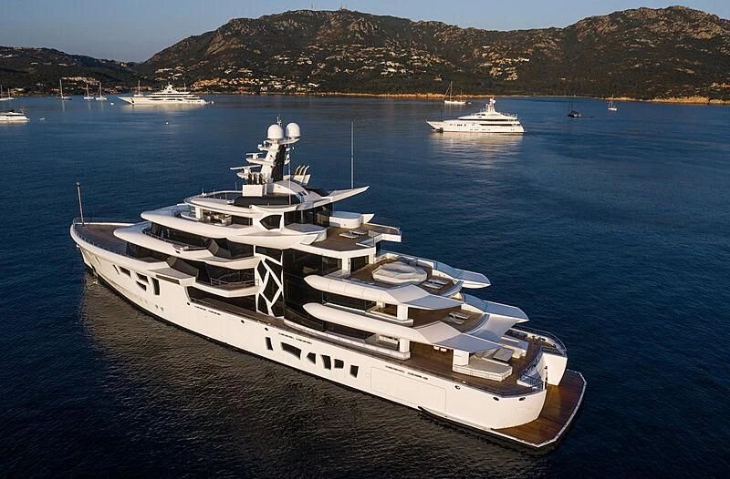 a large ship in the water aboard ARTEFACT Yacht for Sale