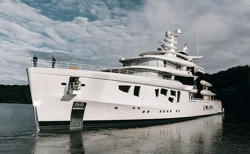 a large white ship aboard ARTEFACT Yacht for Sale