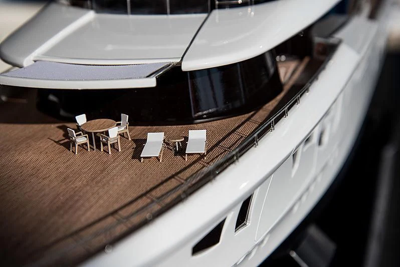 a table and chairs on a boat aboard ARTEFACT Yacht for Sale