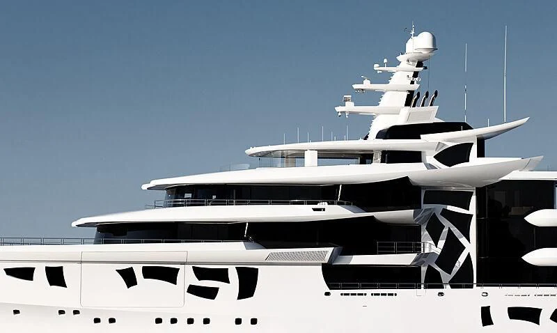 a large white boat aboard ARTEFACT Yacht for Sale
