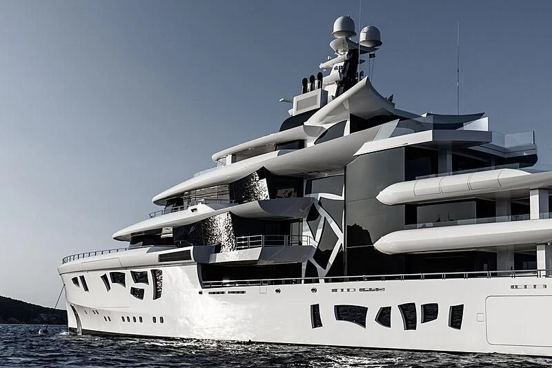 a large white boat aboard ARTEFACT Yacht for Sale