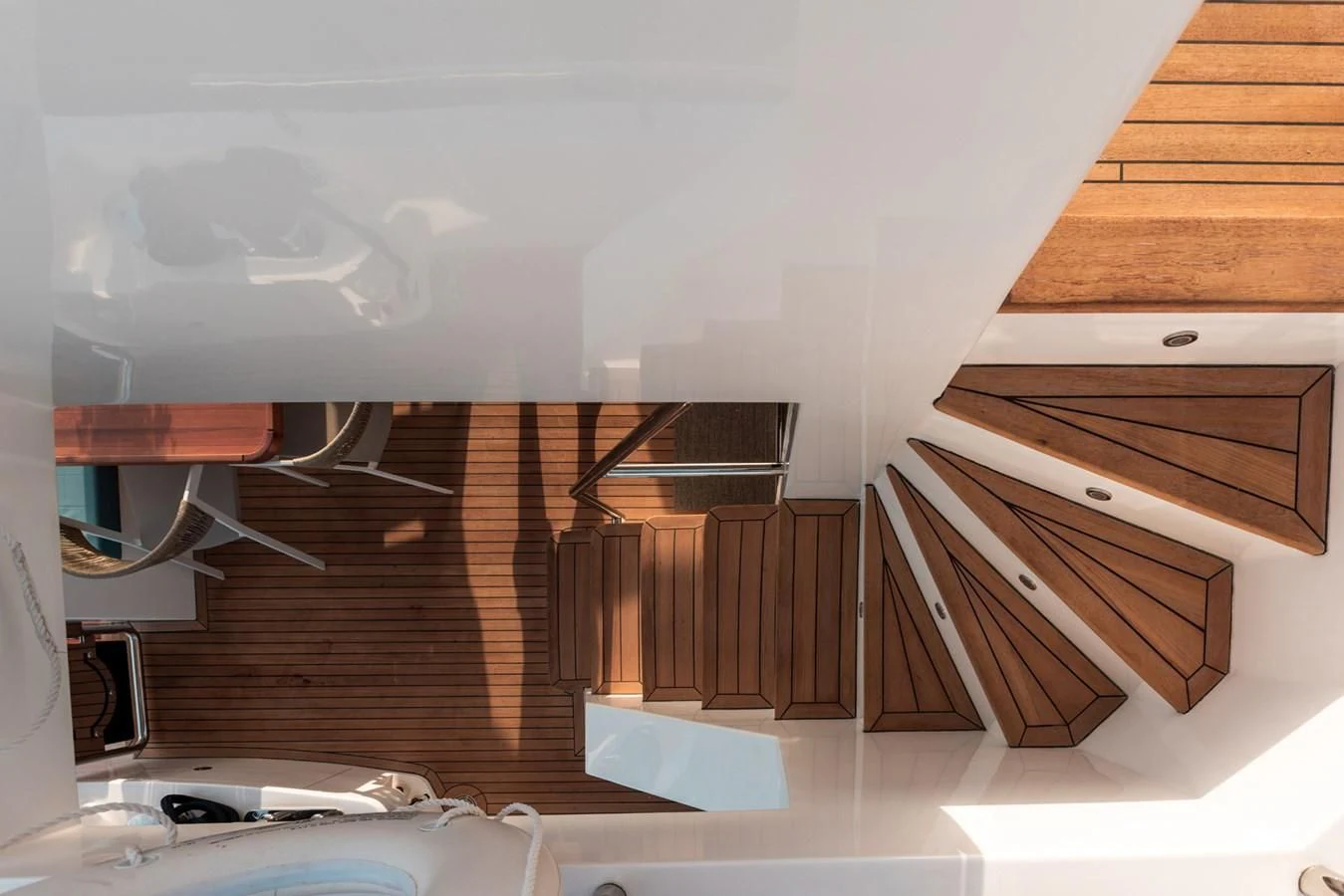 a room with wooden furniture aboard RODINIA 2 Yacht for Sale