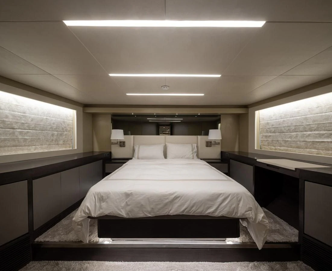 a room with two beds aboard RODINIA 2 Yacht for Sale
