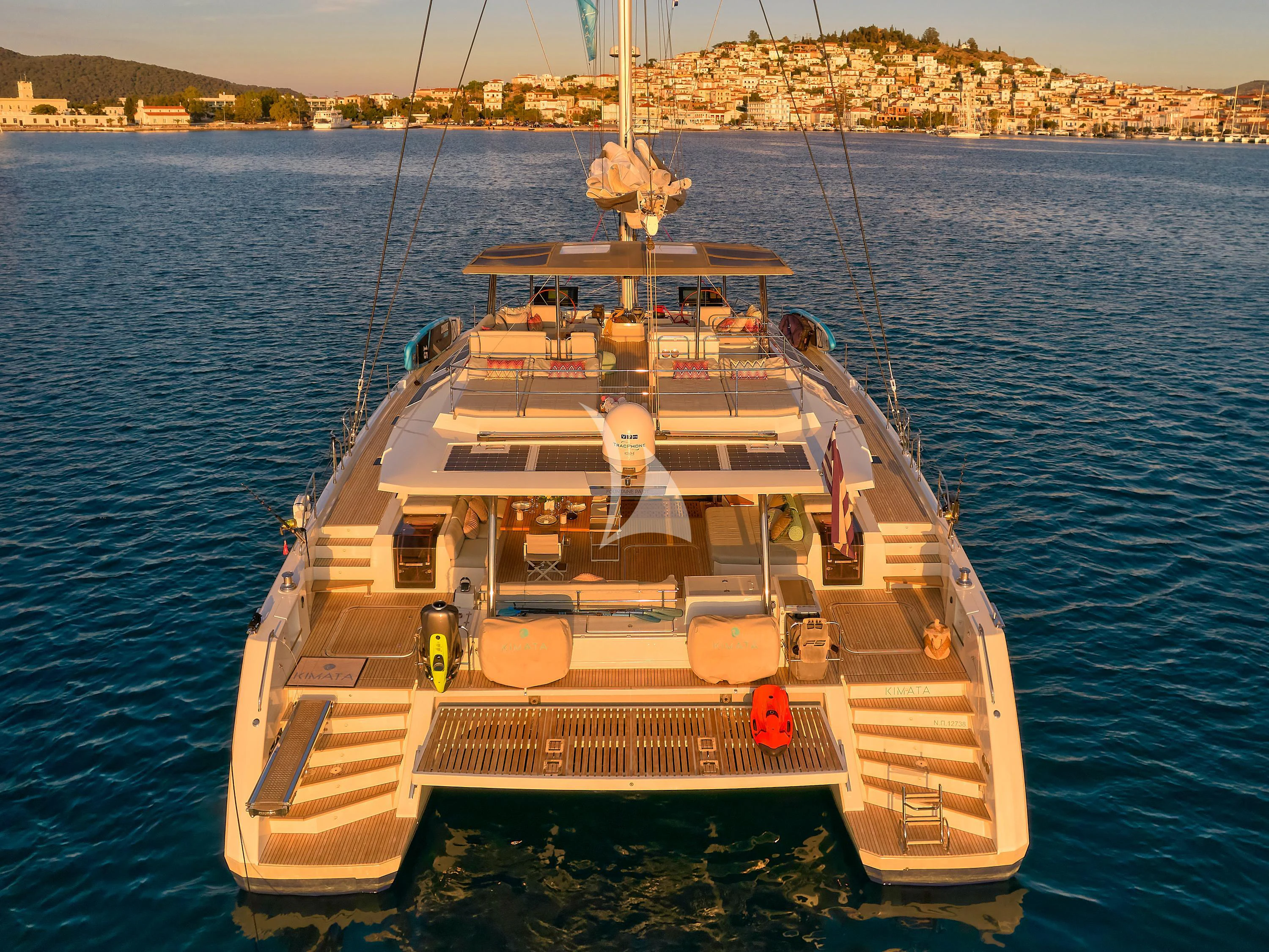 a ship on the water aboard KIMATA Yacht for Charter