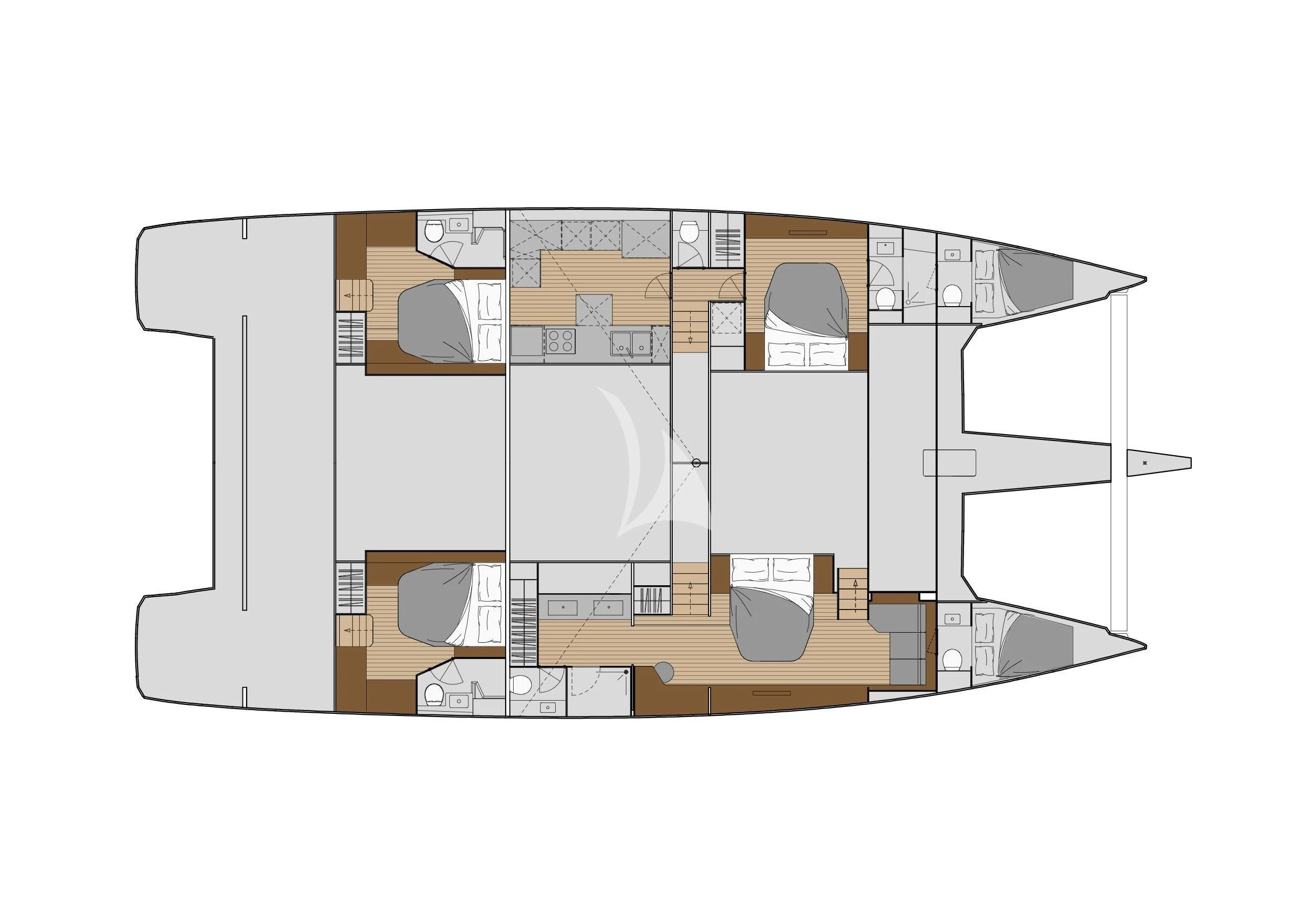 a floor plan of a house aboard KIMATA Yacht for Charter