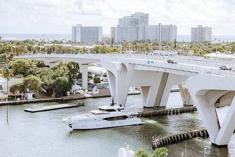 a bridge over a body of water aboard KRISHH Yacht for Sale