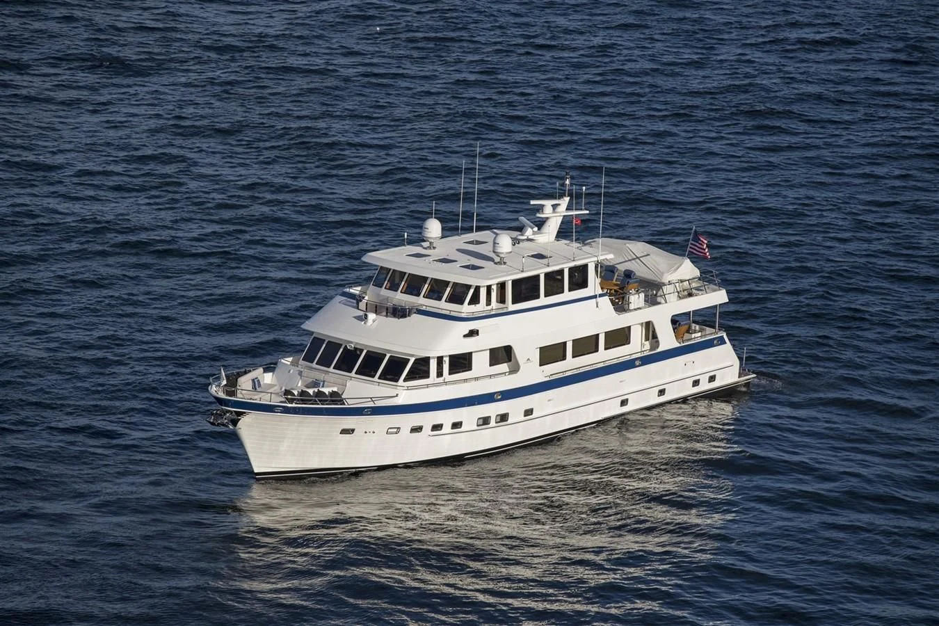 a large white boat in the water aboard 860 DBMY Yacht for Sale
