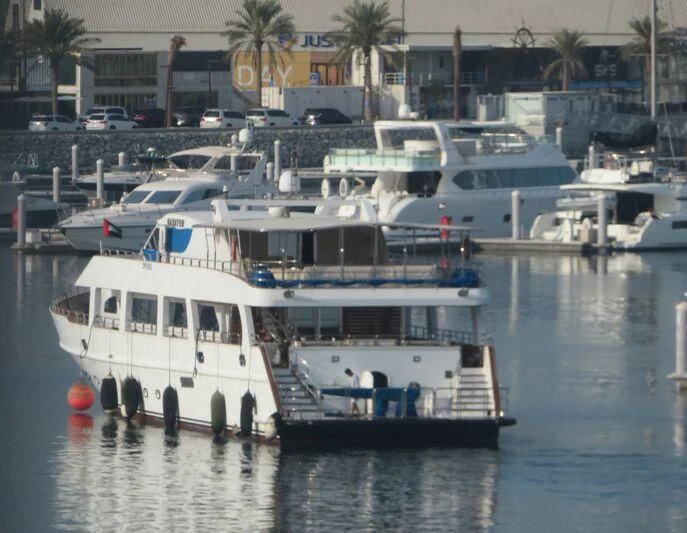 a group of boats are parked in the water aboard NASAYEM Yacht for Sale