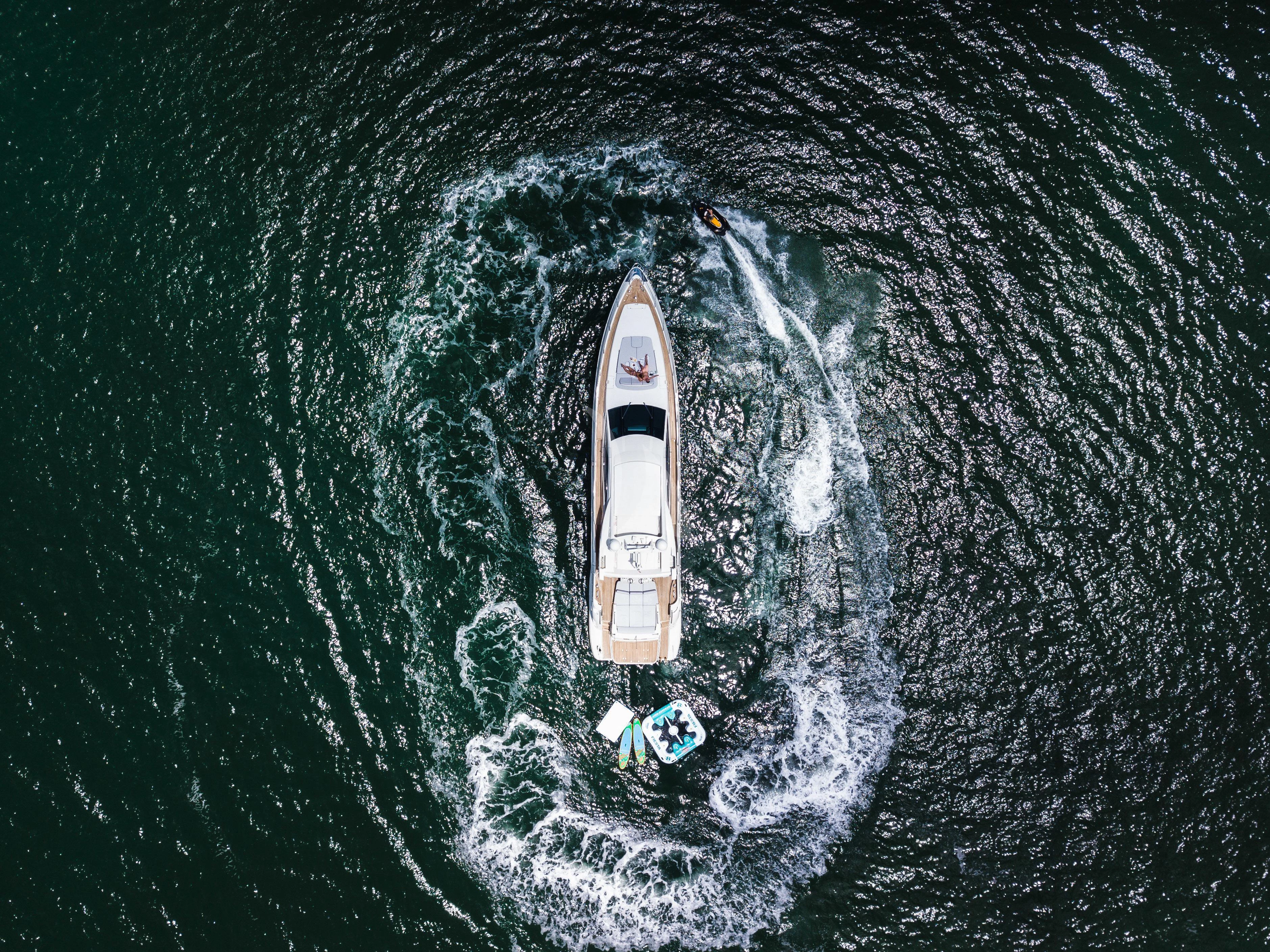 a boat in the water aboard M Yacht for Charter