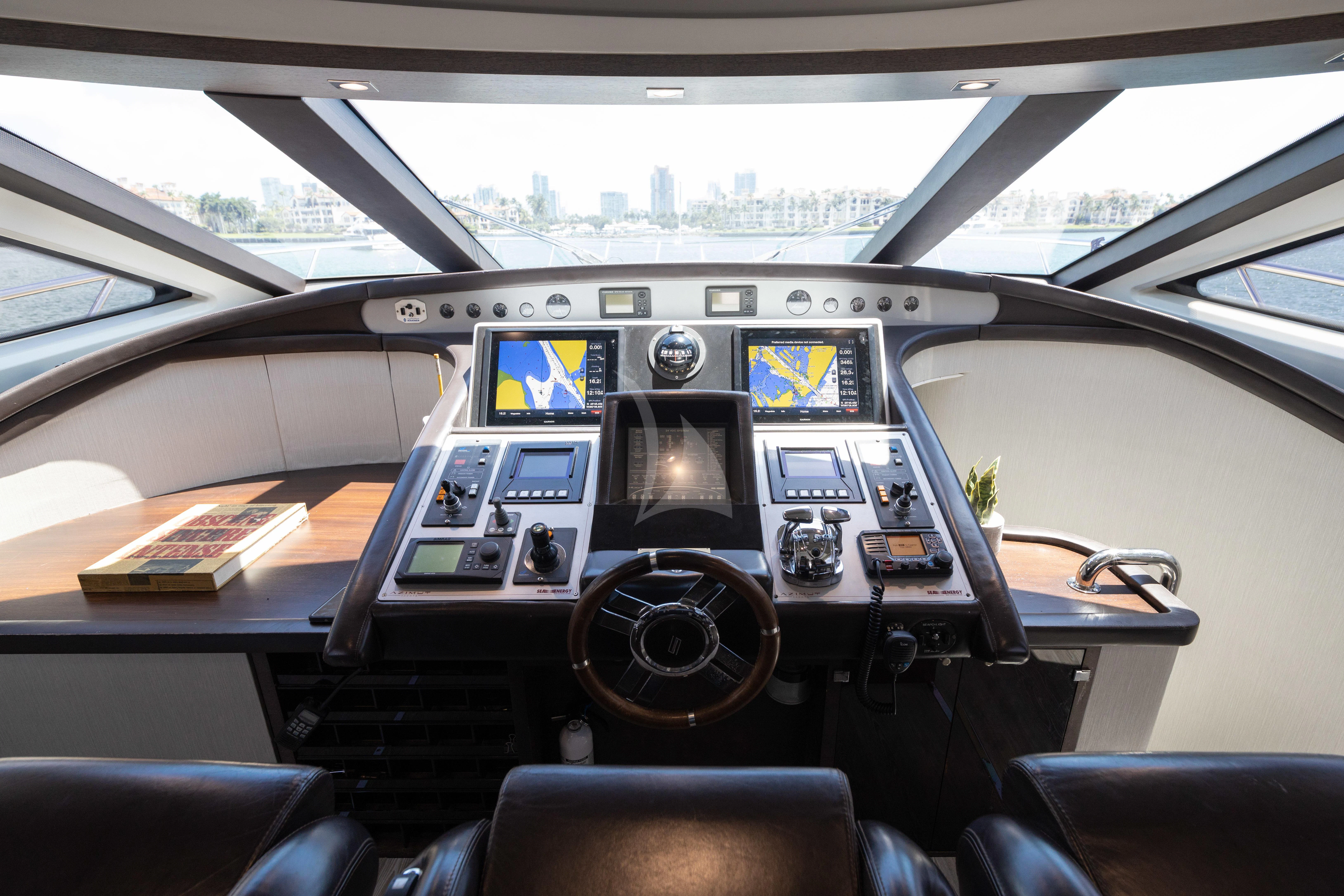 inside of a car aboard M Yacht for Charter