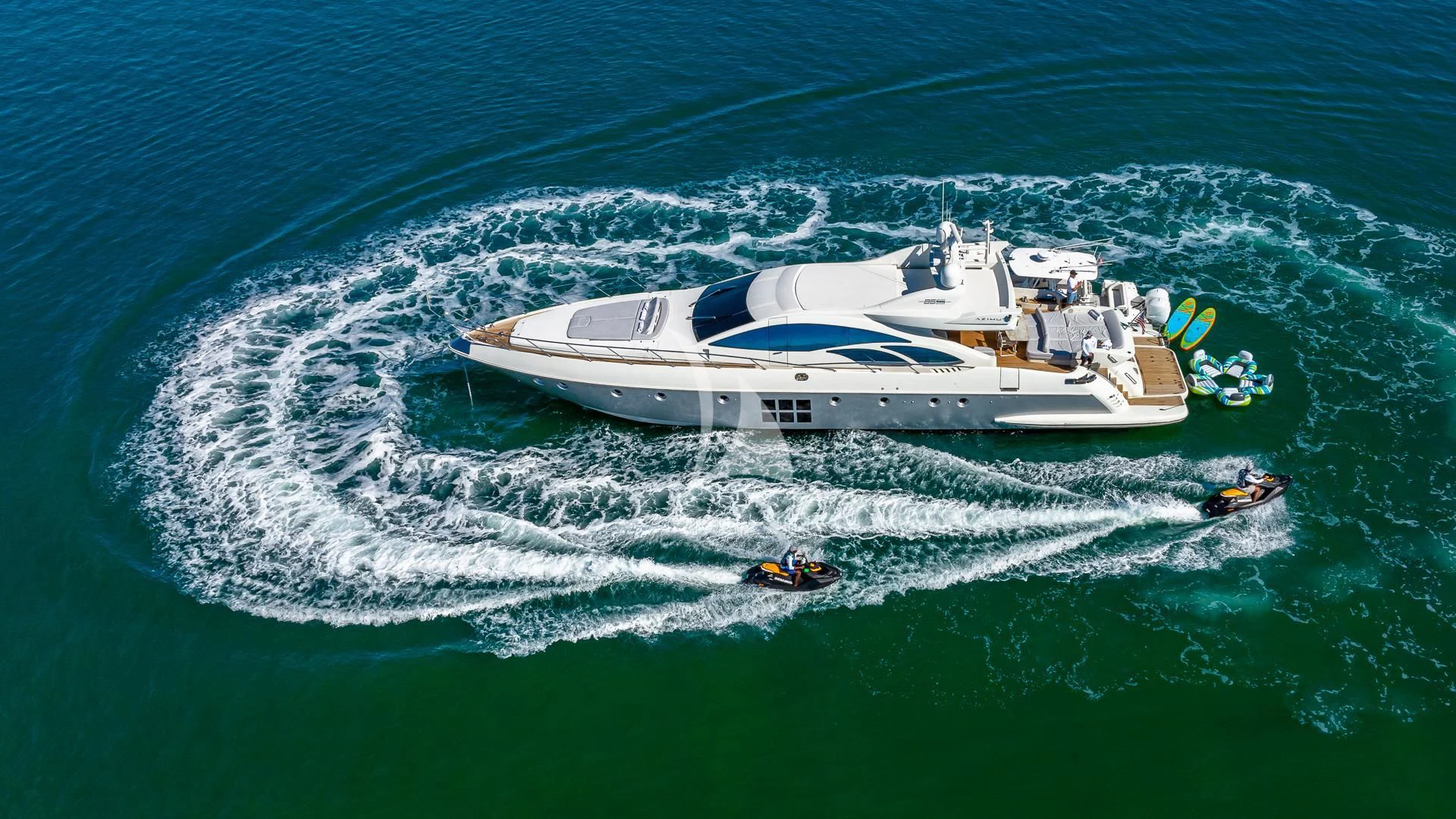 a boat in the ocean aboard M Yacht for Charter