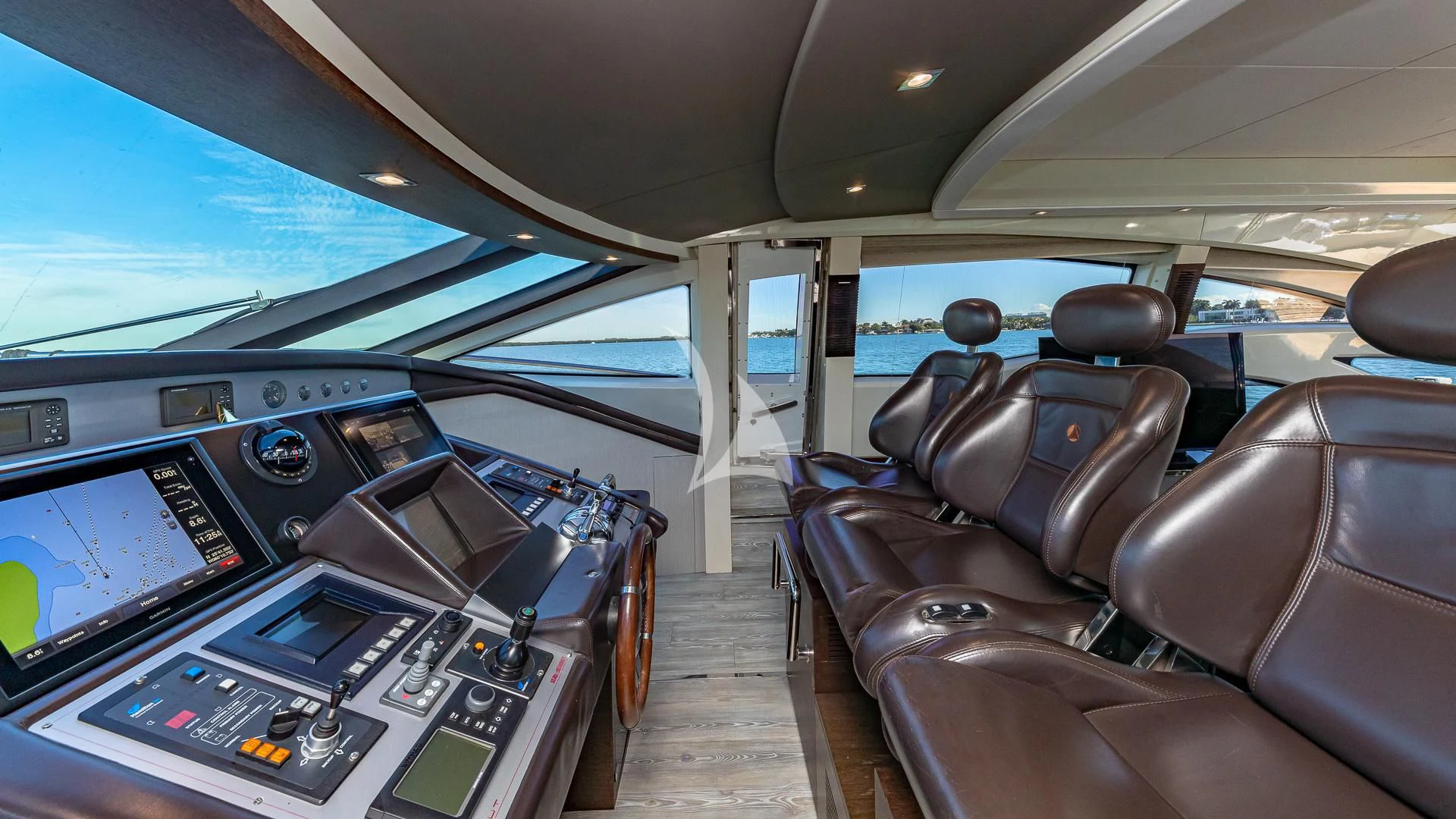inside of a car aboard M Yacht for Charter