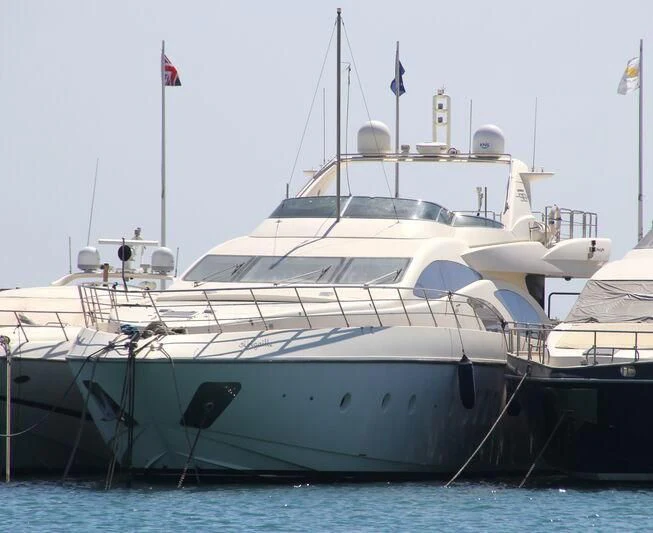 a large white boat aboard ABIGAILLE Yacht for Sale