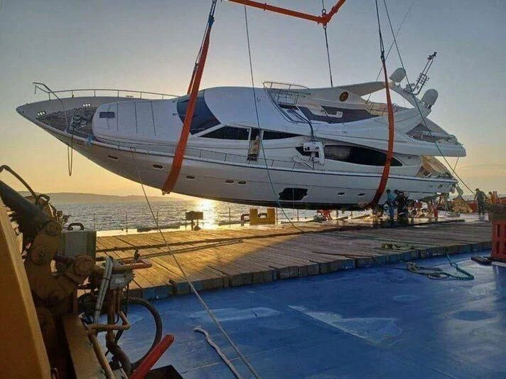 a boat docked at a port aboard GREEN WHISPER Yacht for Sale