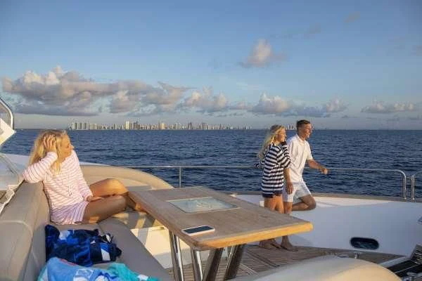 a group of people on a boat aboard JUST ONE MORE Yacht for Sale