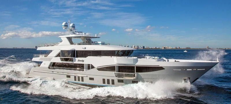 a large white yacht aboard SERENITY Yacht for Sale