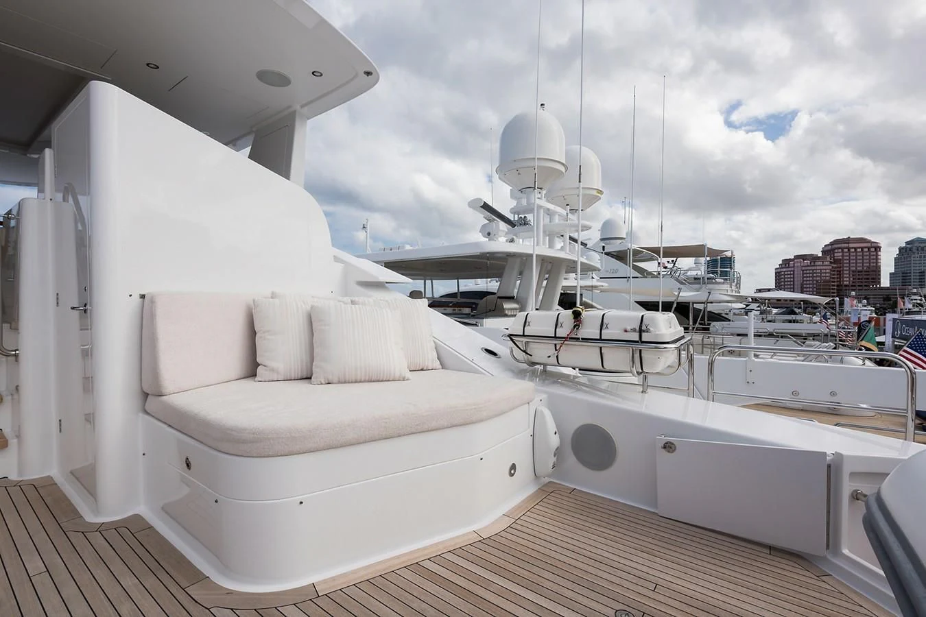 a boat on a deck aboard SERENITY Yacht for Sale