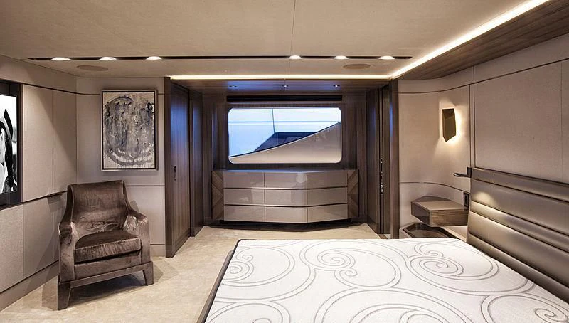 a large room with a large tv aboard SERENITY Yacht for Sale