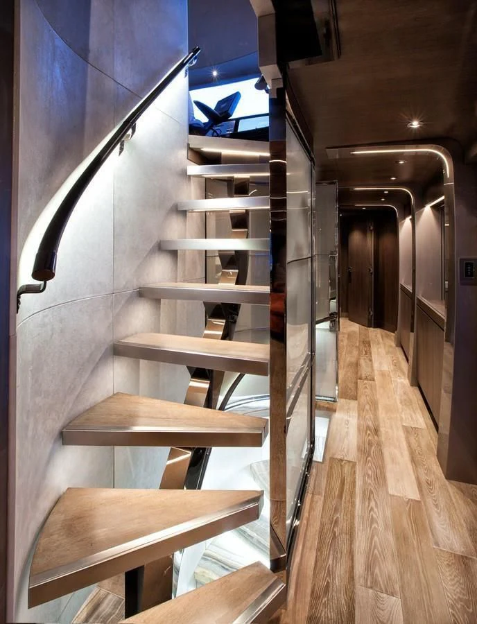 a set of stairs in a room aboard SERENITY Yacht for Sale