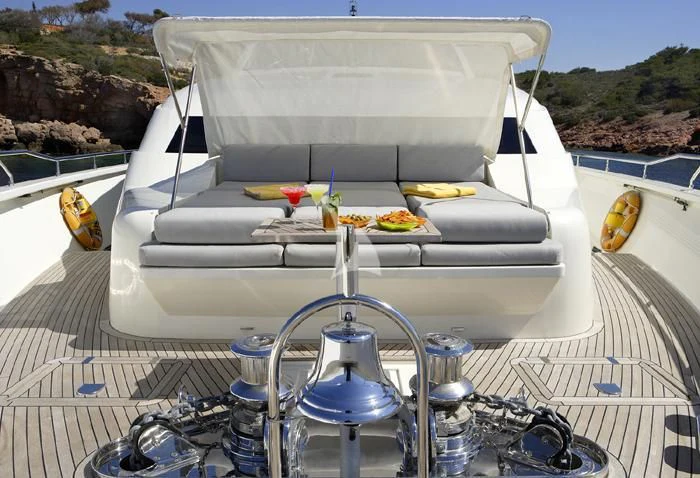 a white car with a grill aboard DRAGON Yacht for Sale