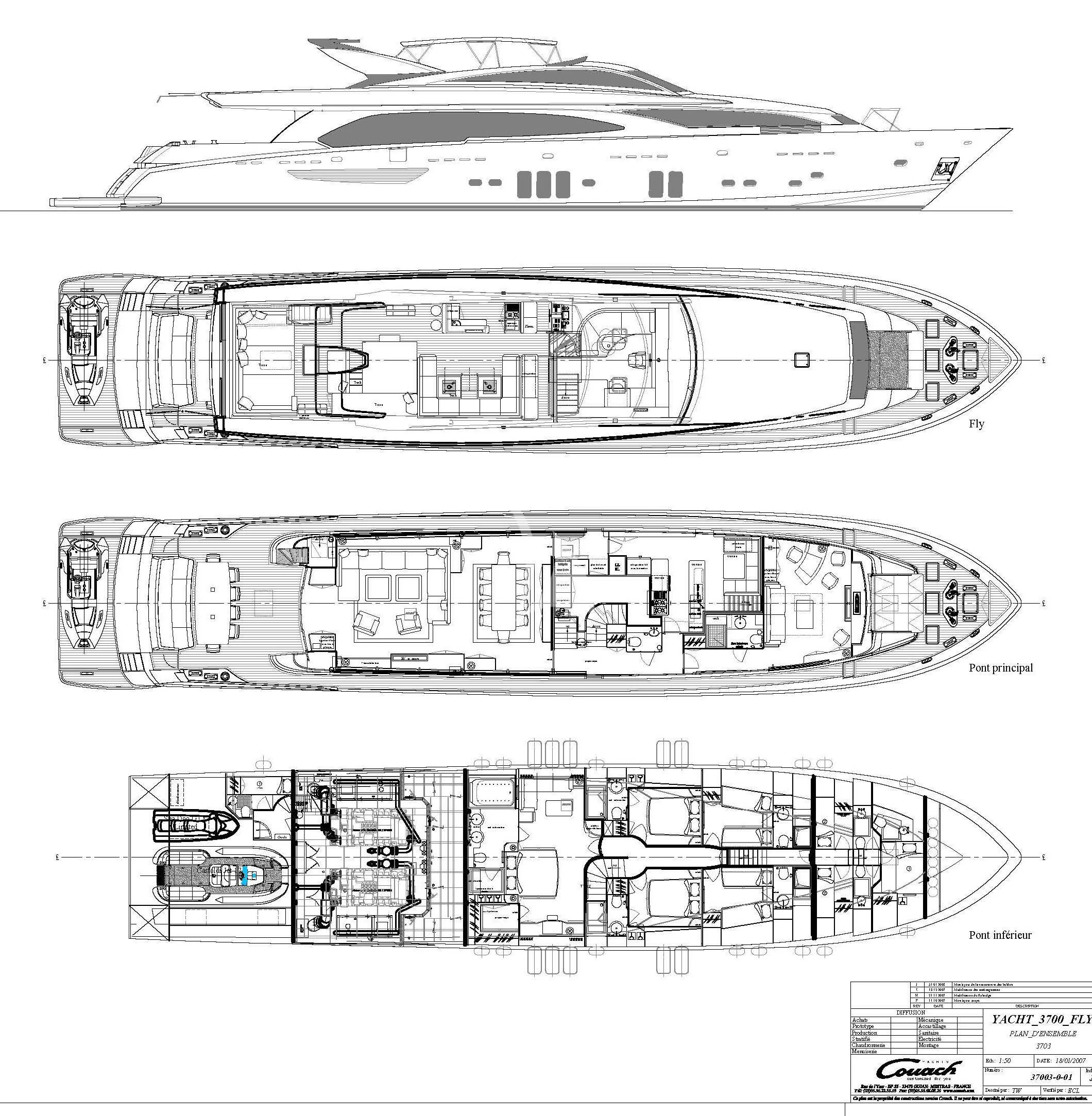 diagram, engineering drawing aboard DRAGON Yacht for Sale