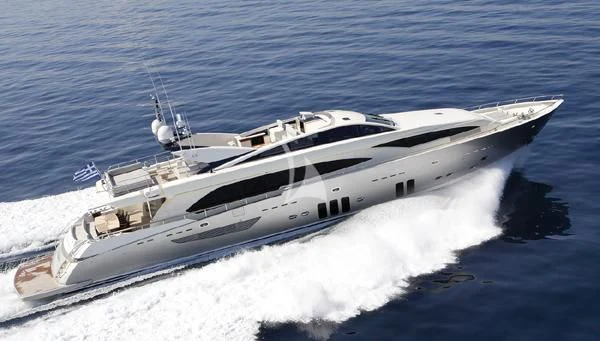 a white yacht on the water aboard DRAGON Yacht for Sale