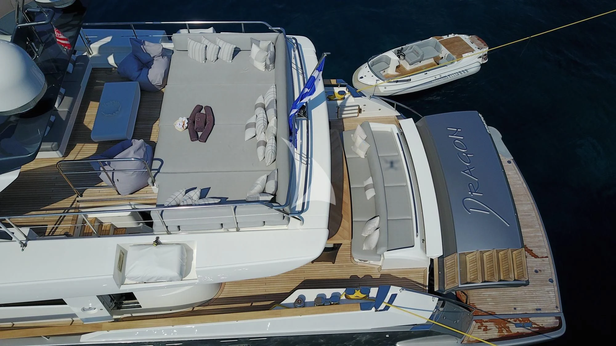 a model of a boat aboard DRAGON Yacht for Sale