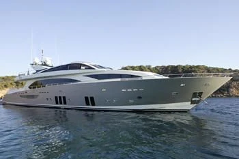 a white yacht in the water aboard DRAGON Yacht for Sale