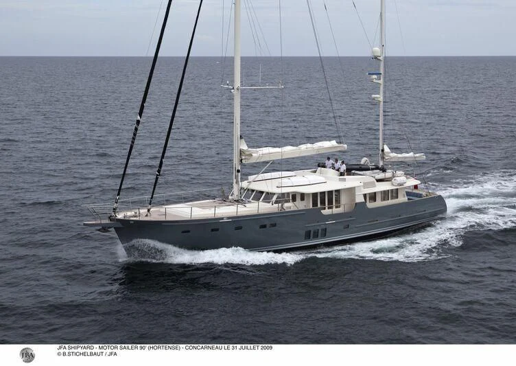 a boat on the water aboard HORTENSE Yacht for Sale